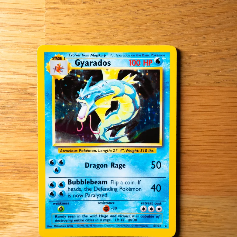 1999 Pokemon Base Set Gyarados Holo 6/102 WOTC For Sale Australia