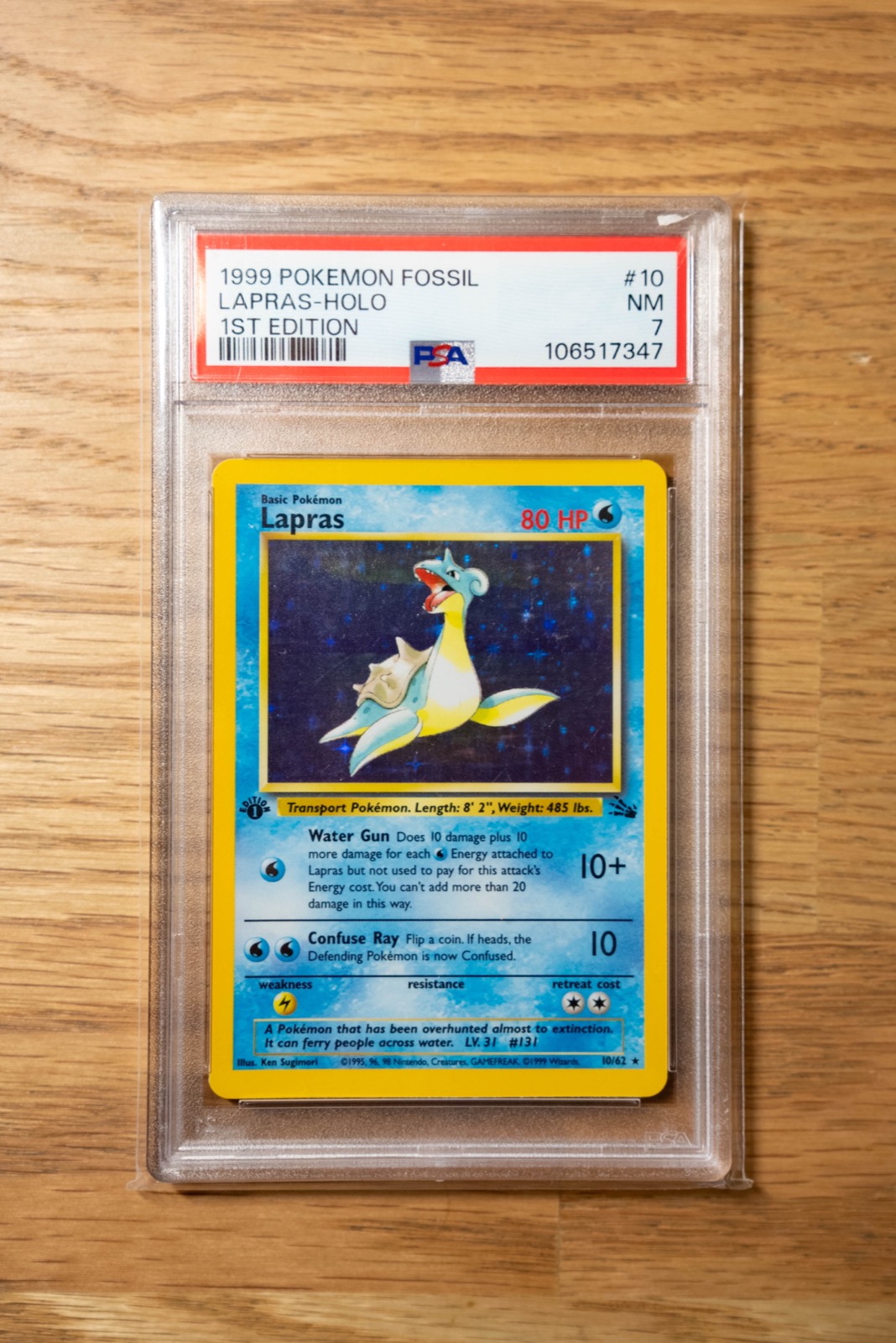 1999 Pokemon Fossil Lapras Holo 10/62 1st Edition PSA 7 Near Mint WOTC Card For Sale Australia