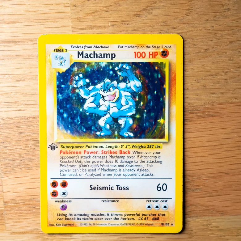 1999 Pokemon Base Set Machamp Holo 8/102 1st Edition WOTC For Sale Australia