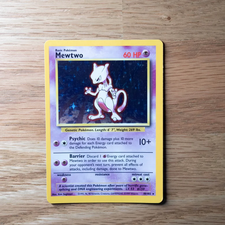 1999 Pokemon Base Set Mewtwo Holo 10/102 WOTC For Sale Australia