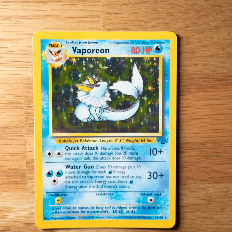 1999 Pokemon Jungle Vaporeon Holo 12/64 WOTC For Sale Australia